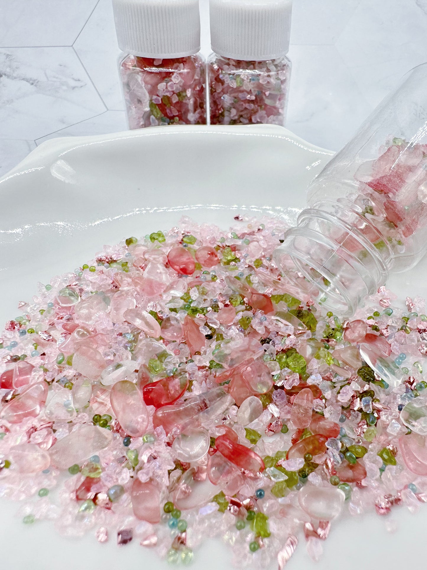 Peach Tea Crushed Glass & Glass Bead Mix