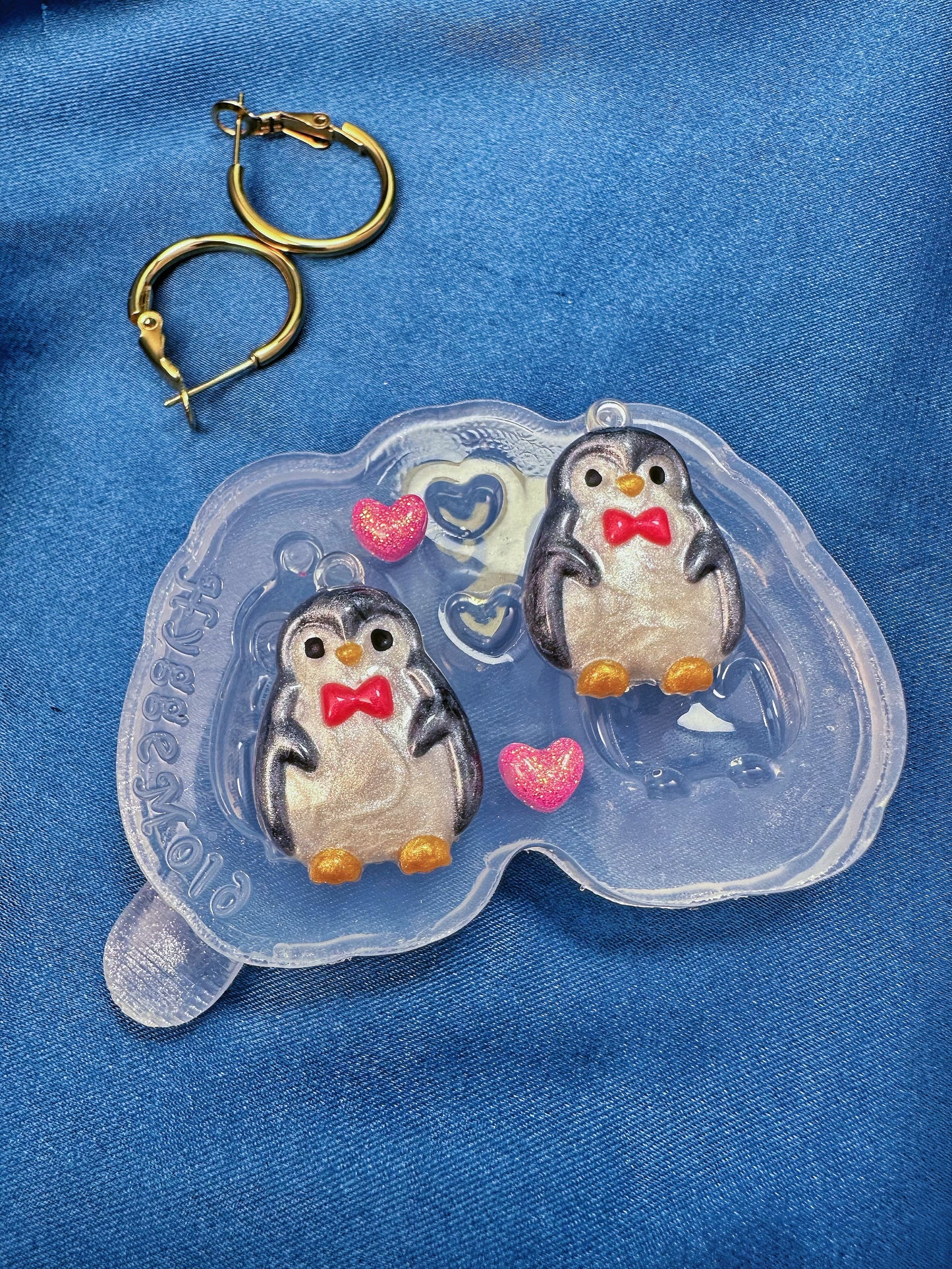 Small Predomed Christmas Penguin Dangle Earring Mold