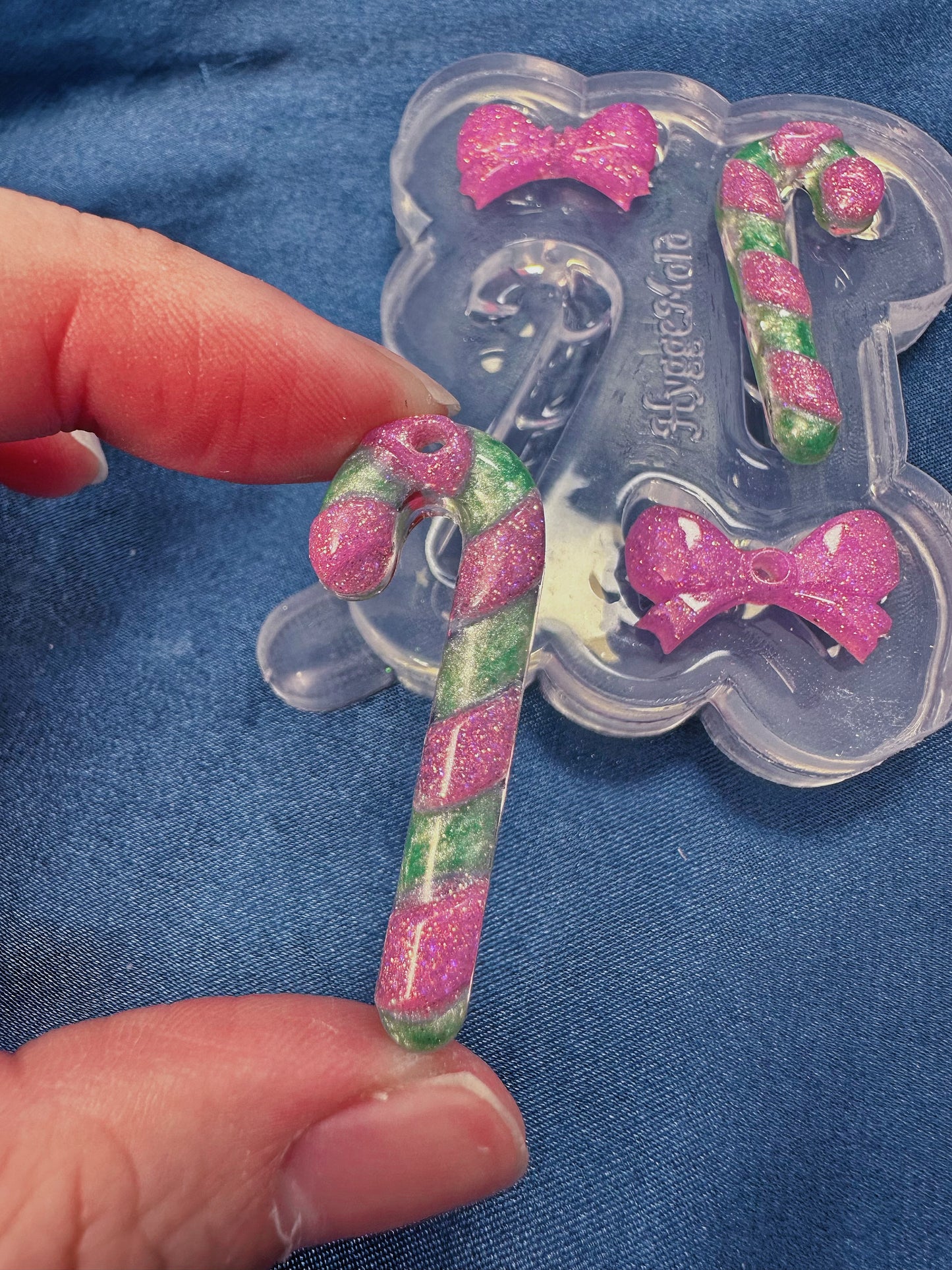 Small Layered Christmas Candy Cane Dangle Earring Mold