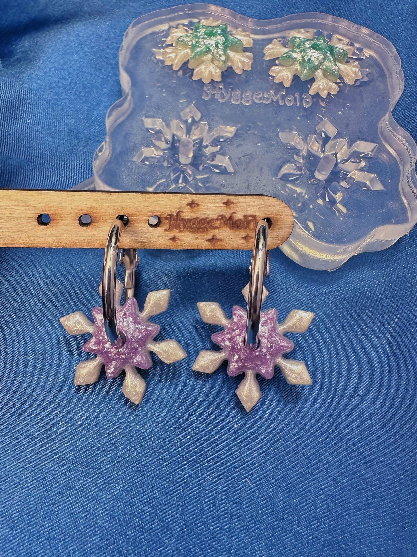 Small Layered Winter Wonderland Snowflake Hoop Spinner Earring Mold