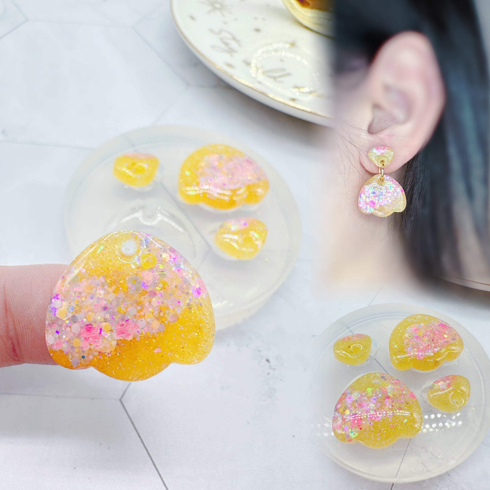 Chubby Bell Flower Tulip Dangle Earring Mold for Resin