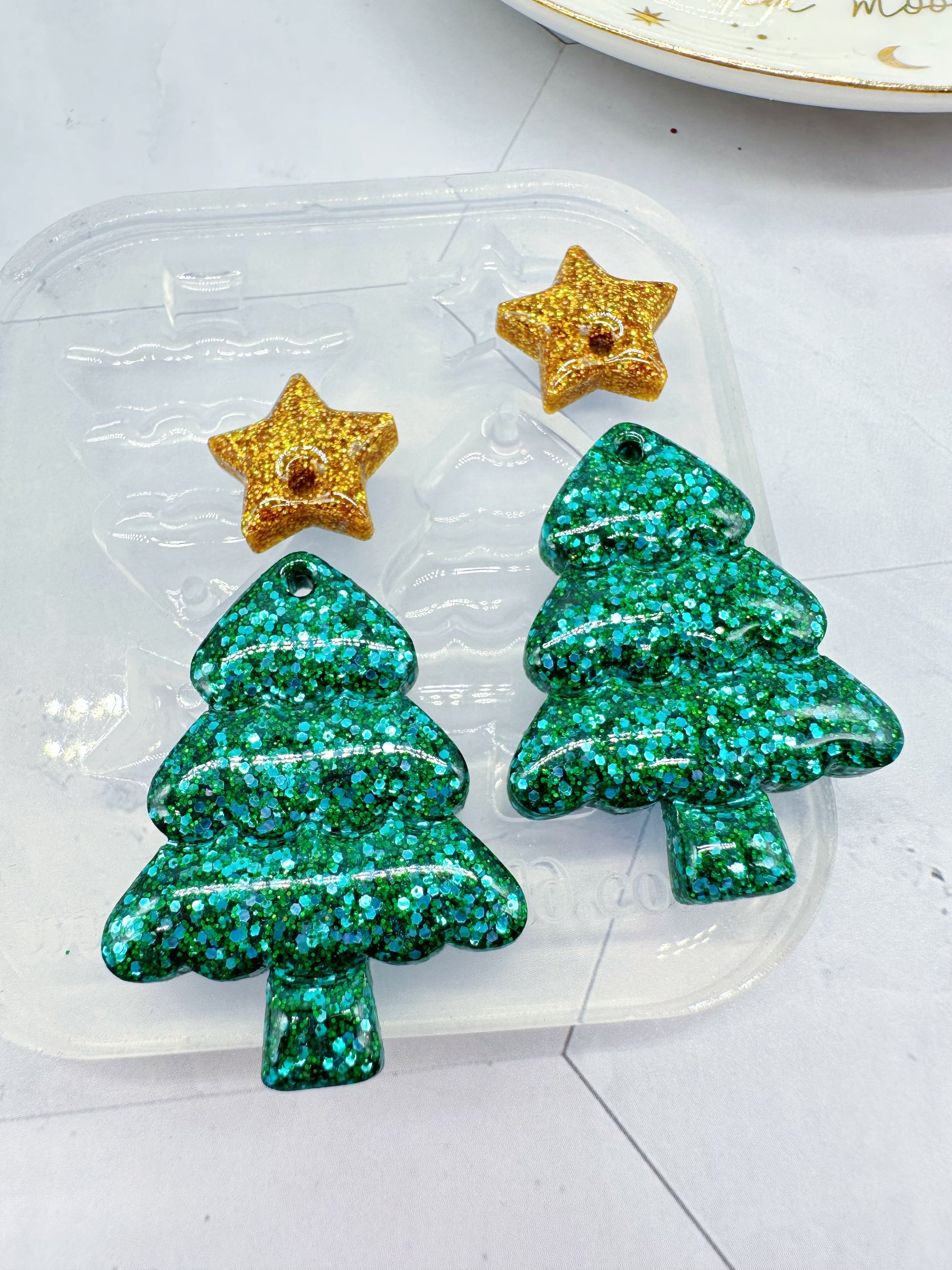 Classic Christmas Tree Dangle Earring Mold Clear Silicone Resin Jewellery Mold