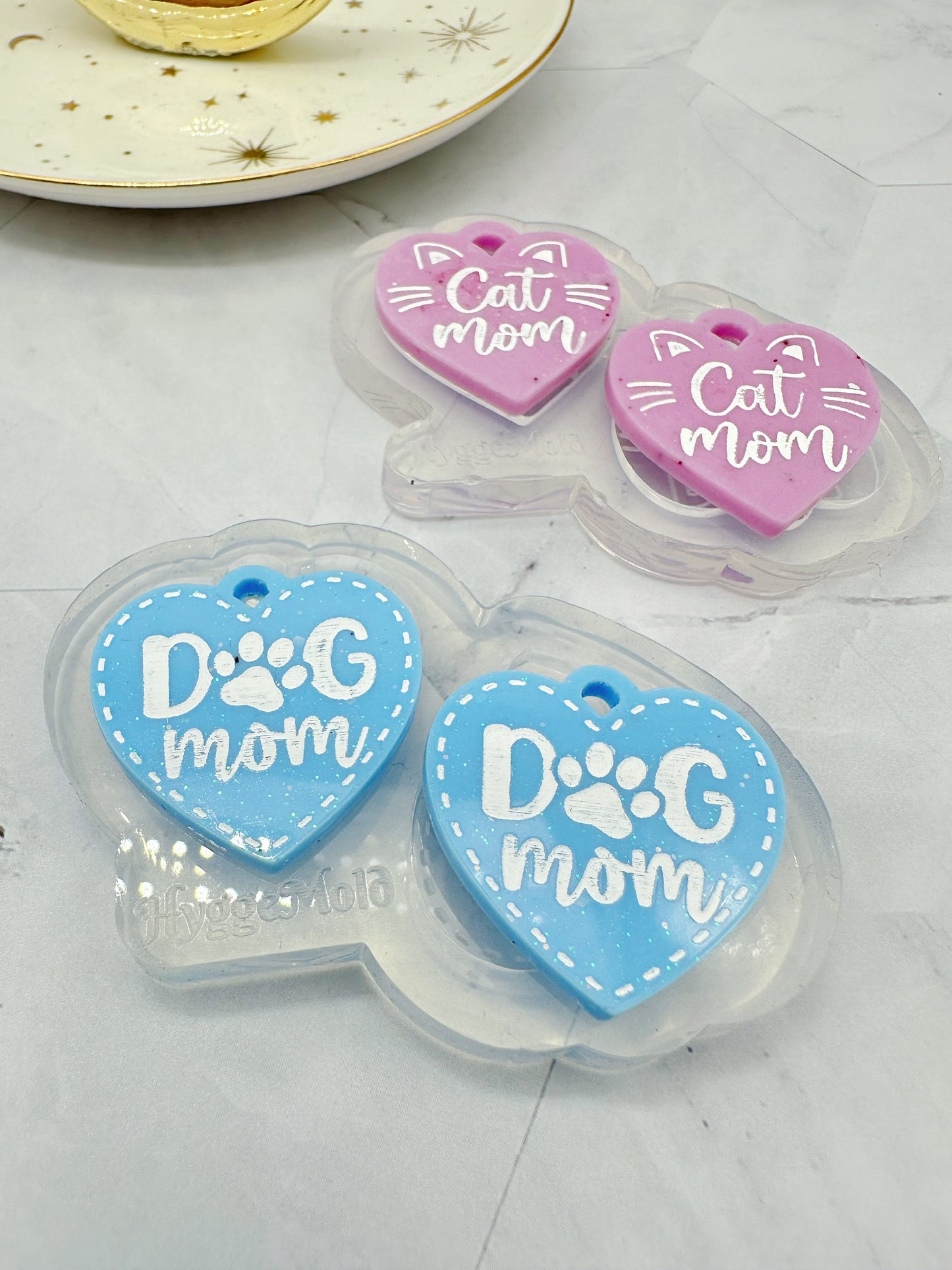 Dog Mom Heart Tag Keychain Necklace Dangle Earring Mold