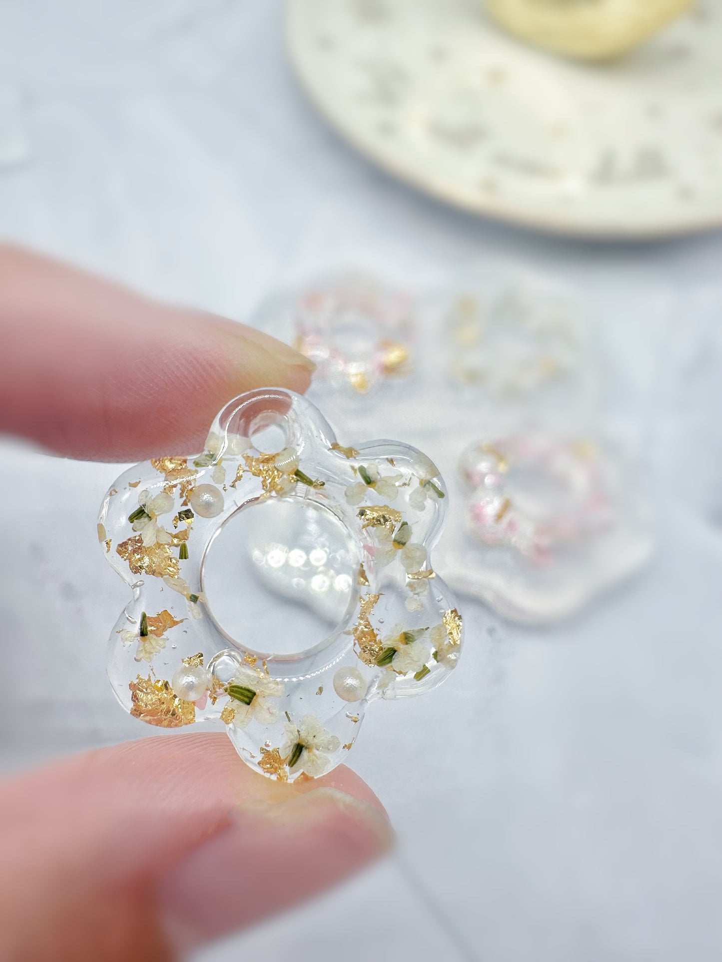 Small Predomed Open Flower Hoop Charm Dangle Earring Mold