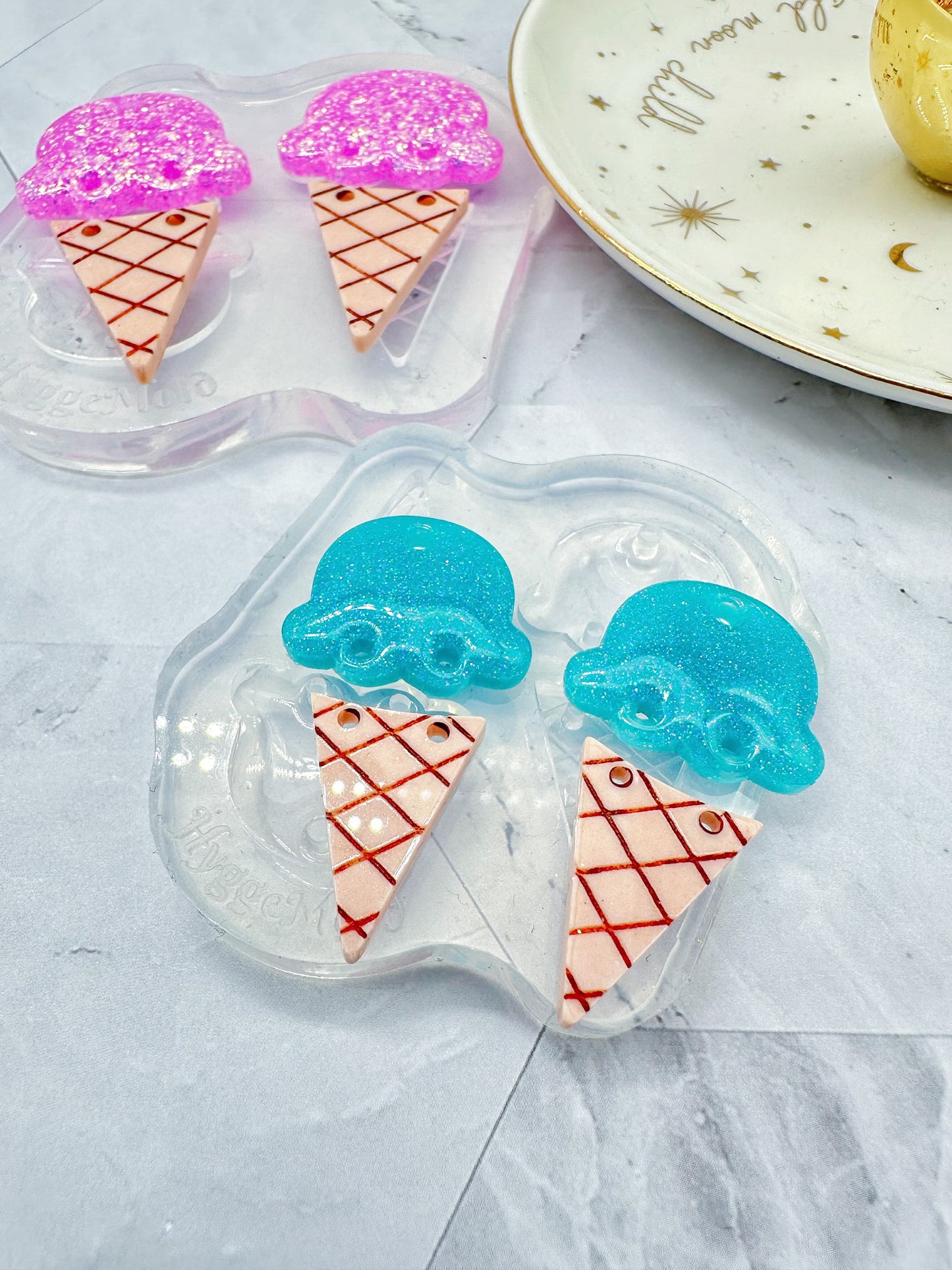 Predomed Two-part Ice Cream Scoop Cone Dangle Earring Hoop Charm Mold