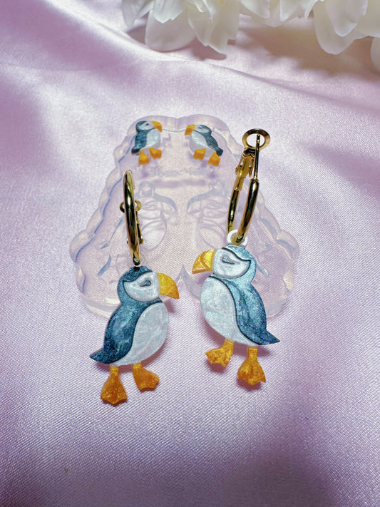 Small Puffin Bird Stud Dangle Earring Mold Palette