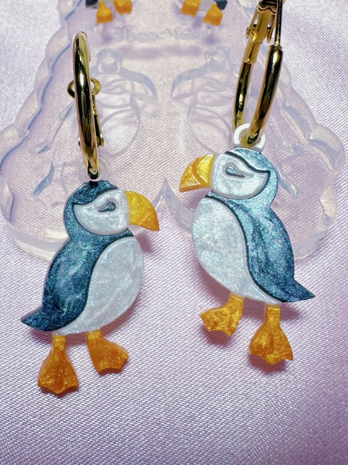 Puffin Surgical Steel Hoops in Gold