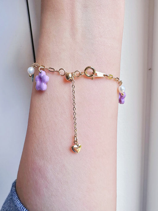 14K Gold Plated Bracelet Necklace Clasp with Heart Charm Extender