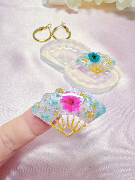 Predomed Folding Hand Fan Dangle Earring Mold for Hoop Charms