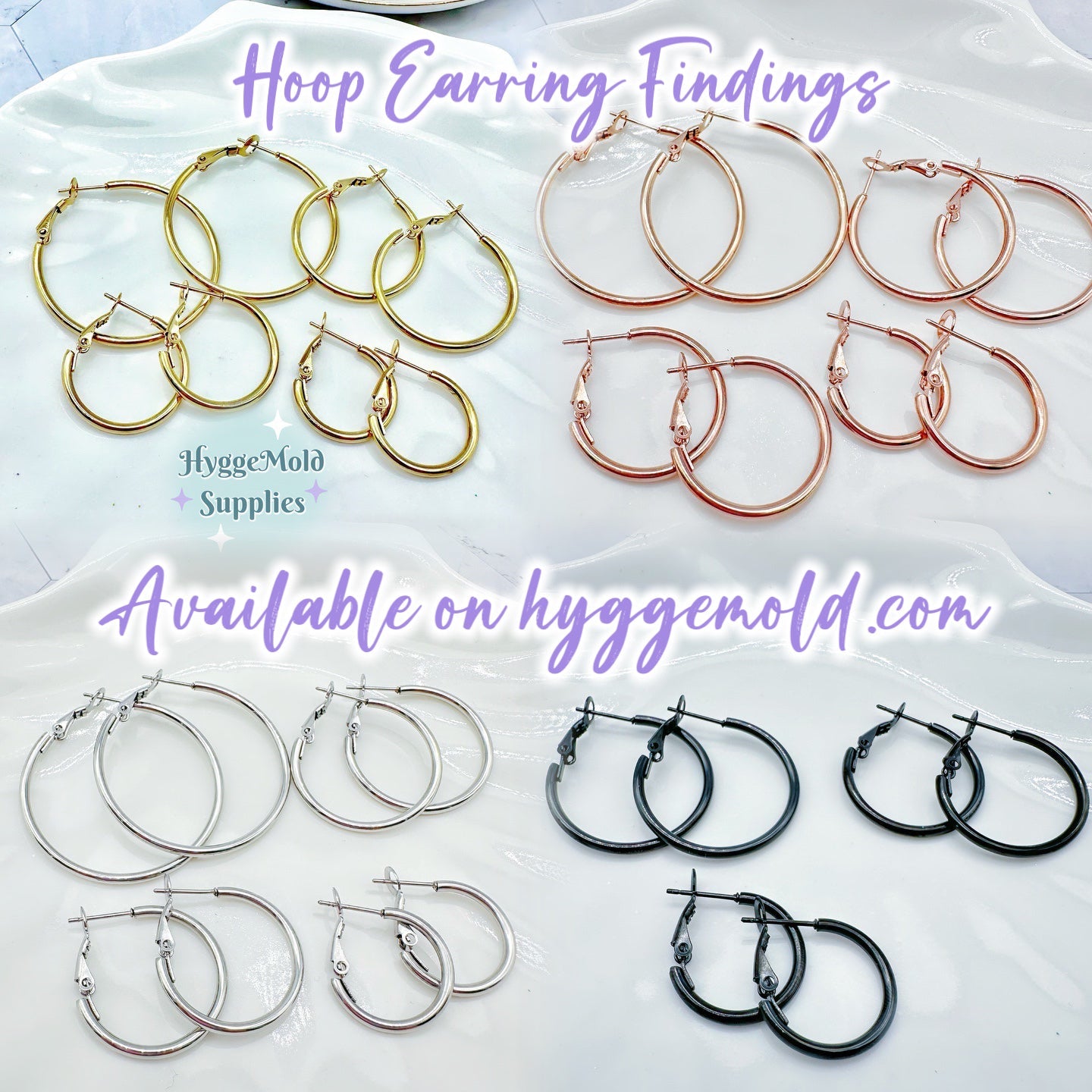 8 Pcs Stella Matte Black 316L Surgical Steel Hoop Earring Findings