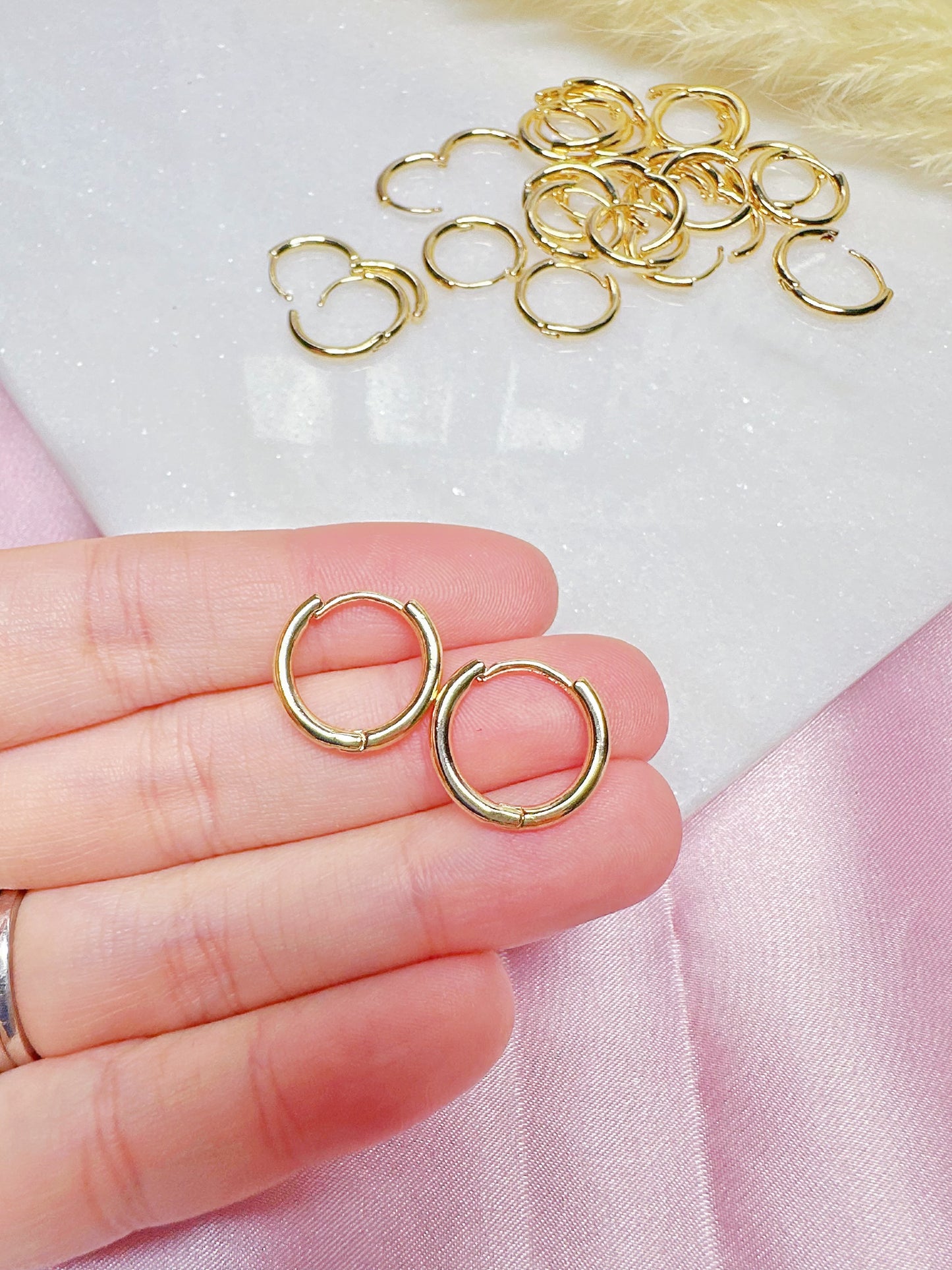 4 Pcs Small 14K Gold-plated Huggie Hoop Earring Findings