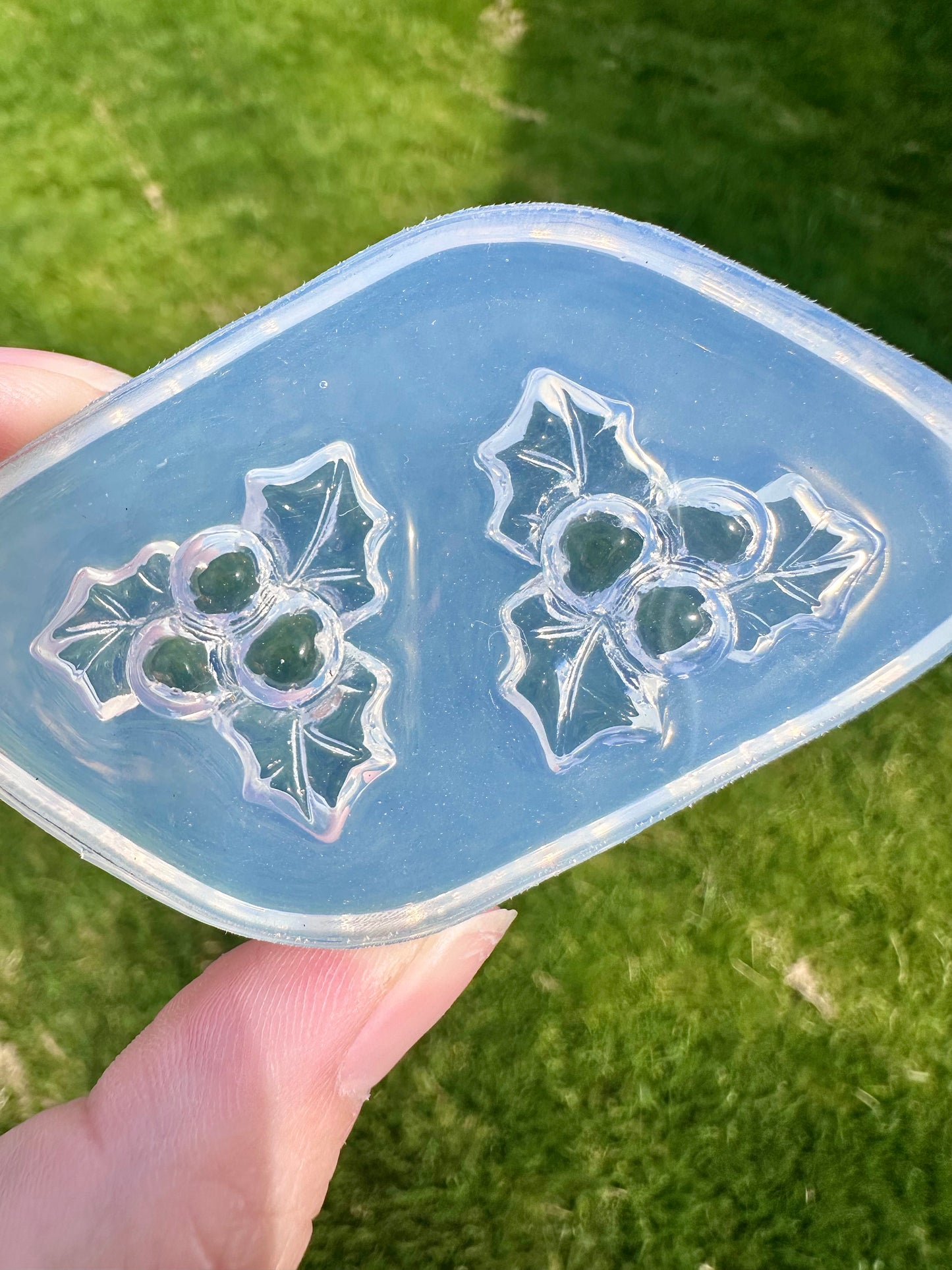 3D Christmas Holly Brooch Earring Mold