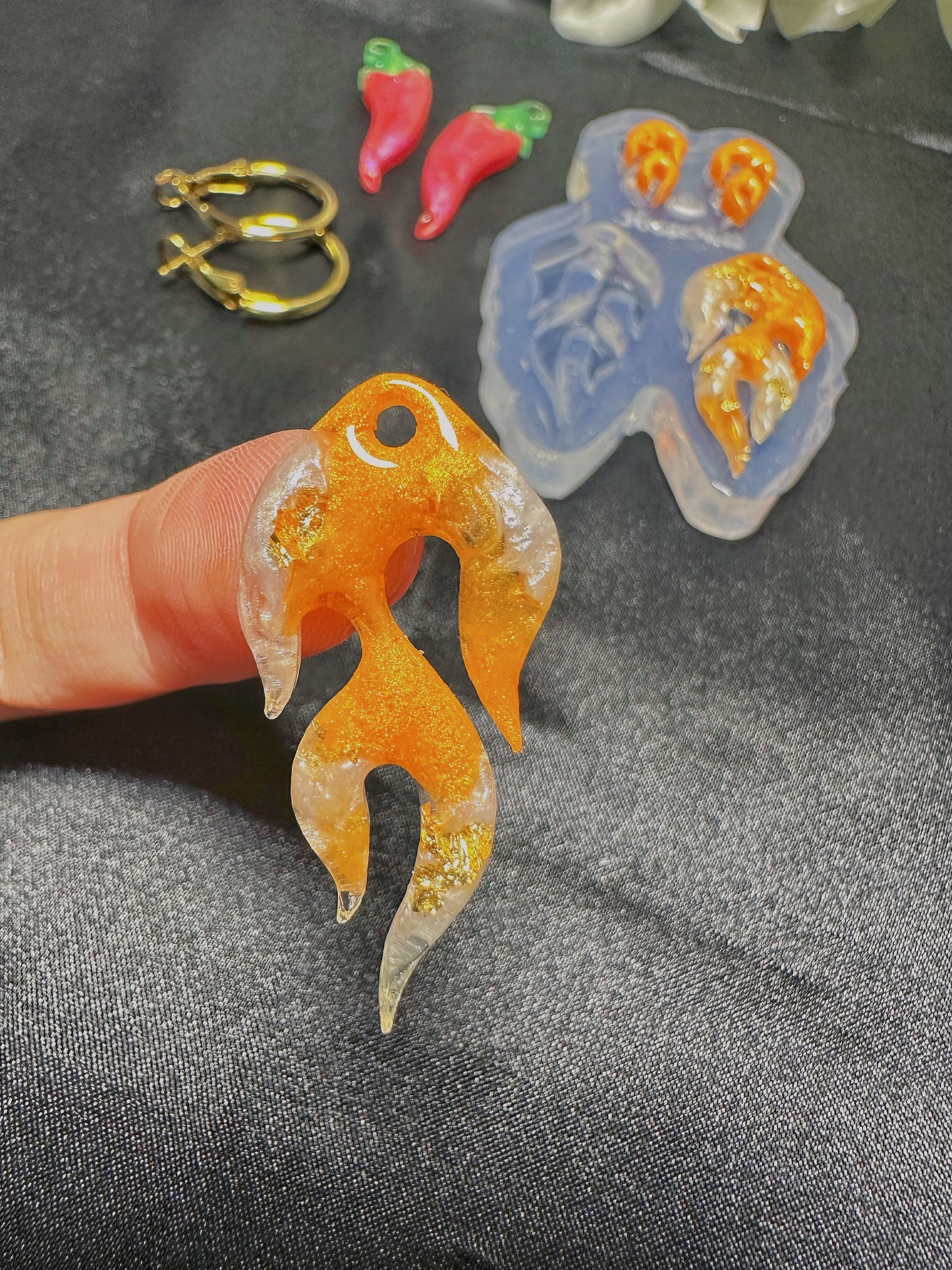 Predomed Flame Stud and Dangle Earring Mold for Hoop Charms
