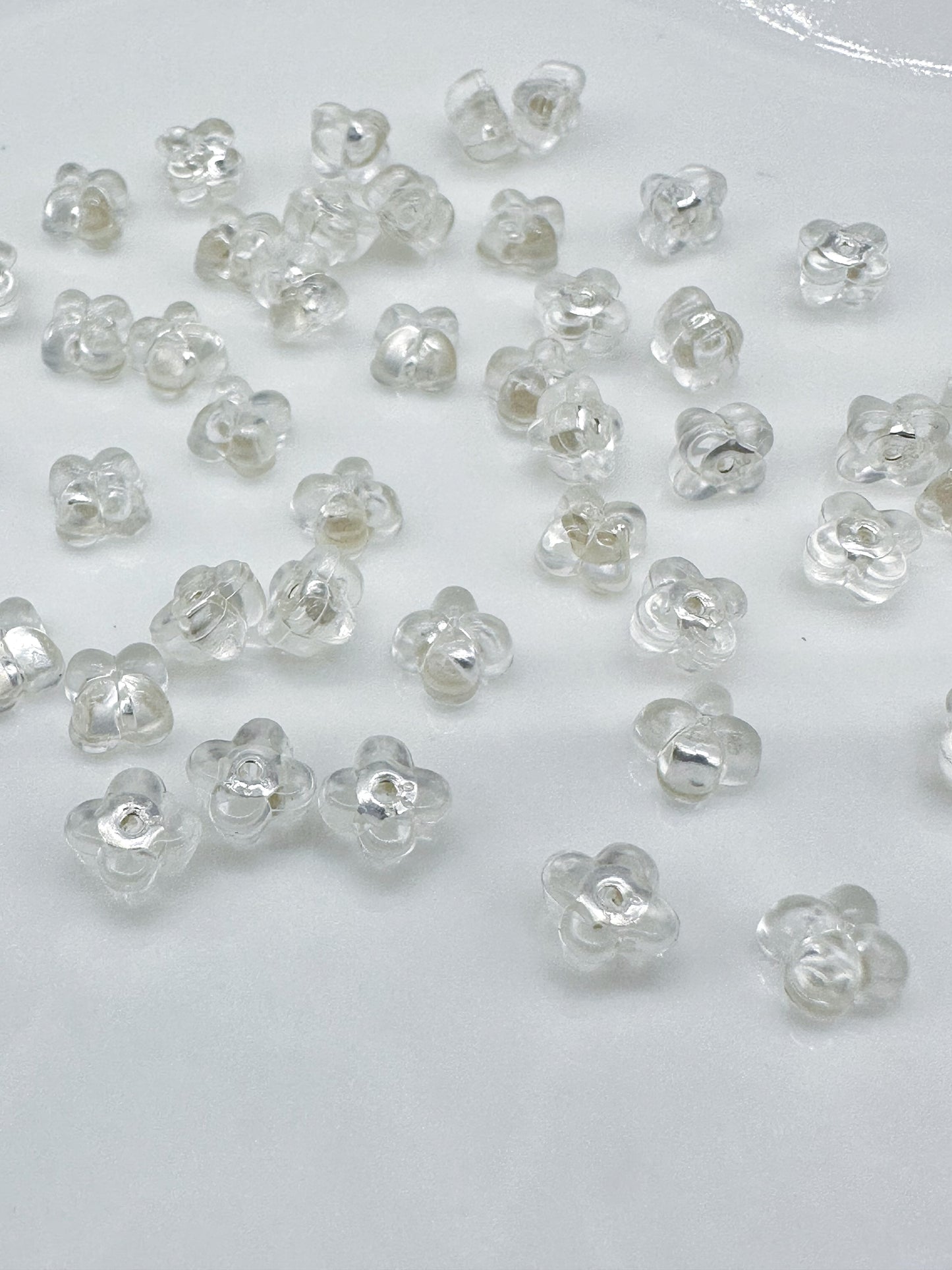 S925 Silver Earring Posts and Flower-shaped Silicone Backs