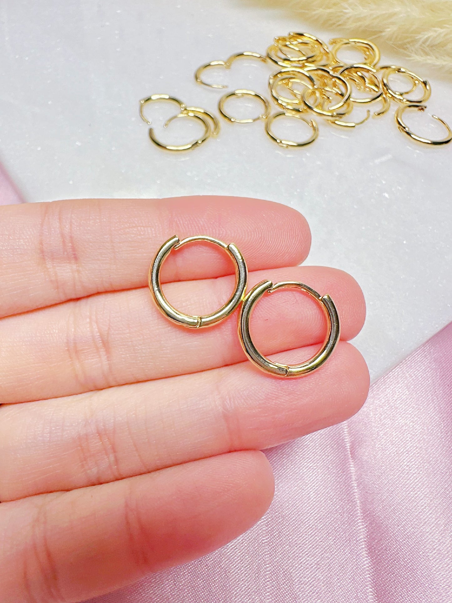 4 Pcs Small 14K Gold-plated Huggie Hoop Earring Findings