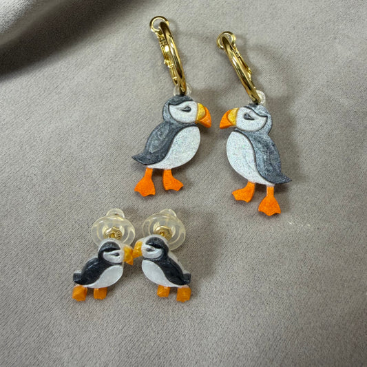 Mini Puffin Studs with gold plated 925 posts