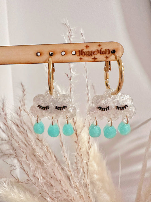 2025 Serene Sleeping Cloud Rain Drops Dangle Earring Mold for Hoops