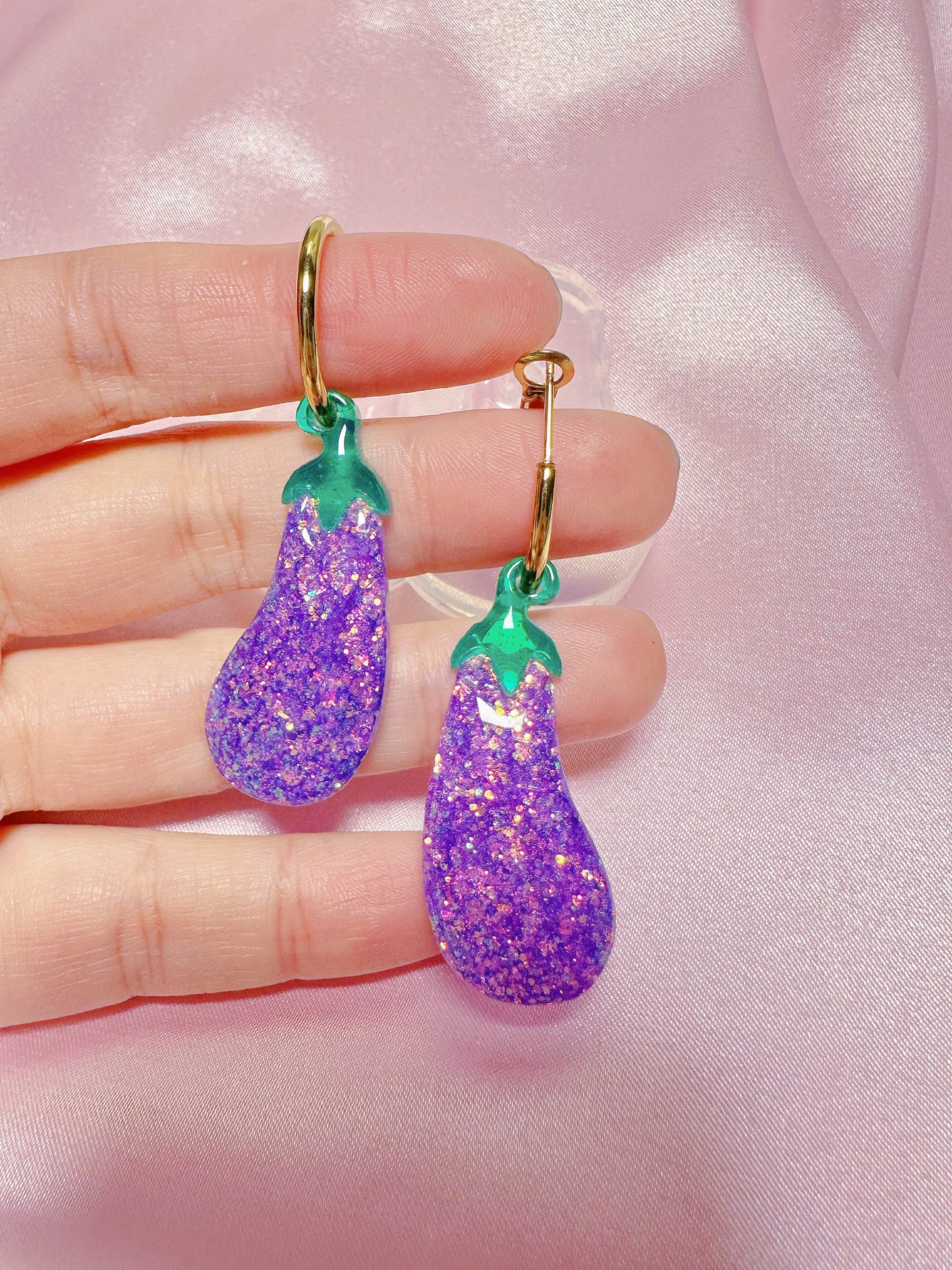 4cm Predomed Aubergine Eggplant Dangle Earring Mold for Hoop Charms