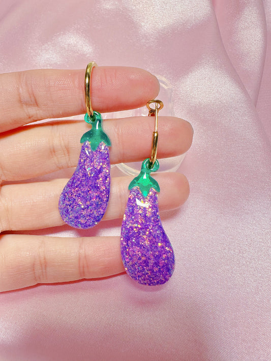 4cm Predomed Aubergine Eggplant Dangle Earring Mold for Hoop Charms