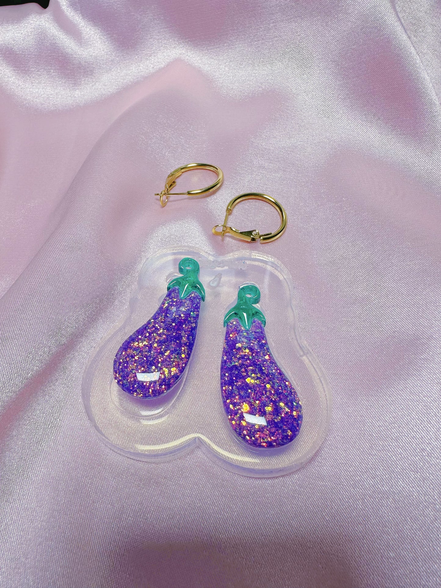 4cm Predomed Aubergine Eggplant Dangle Earring Mold for Hoop Charms