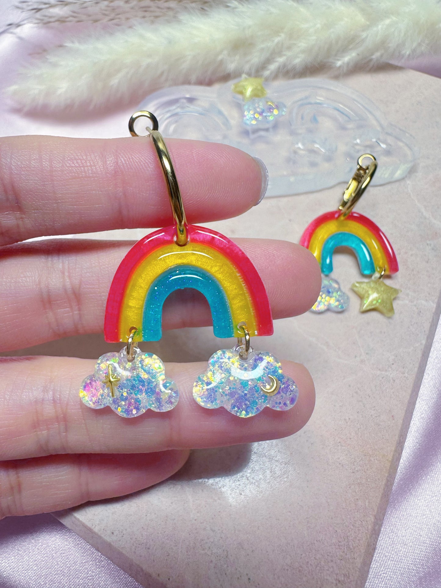 Predomed Rainbow Cloud Star Dangle Earring Mold for Hoop Charms