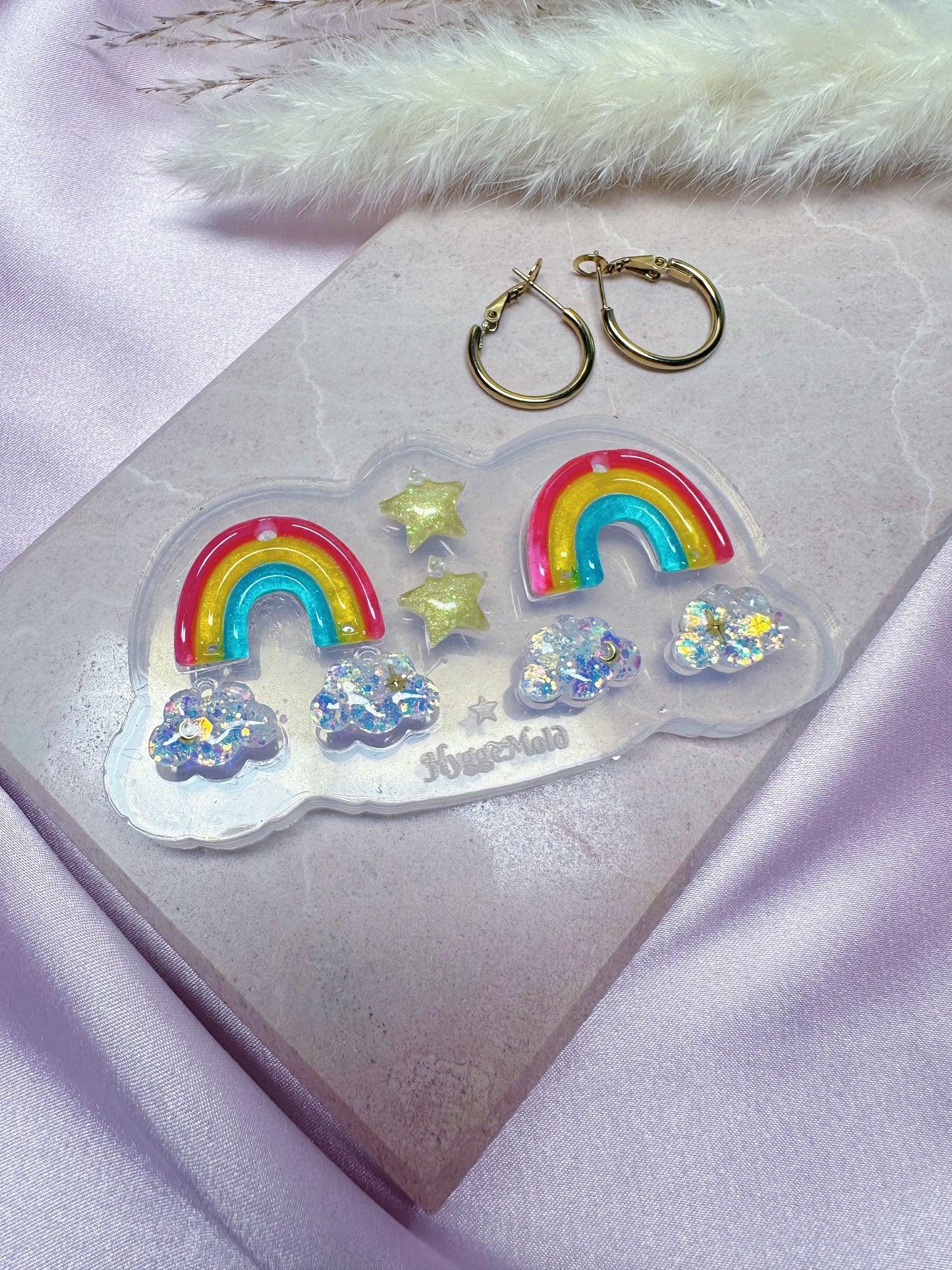 Predomed Rainbow Cloud Star Dangle Earring Mold for Hoop Charms