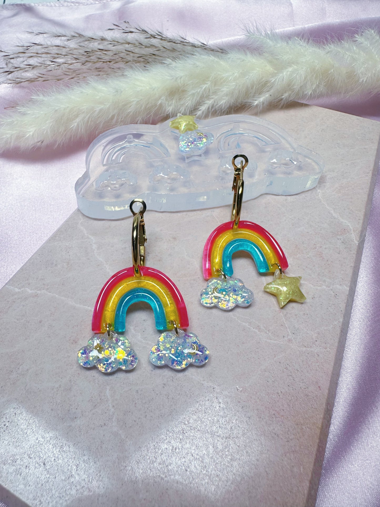 Predomed Rainbow Cloud Star Dangle Earring Mold for Hoop Charms