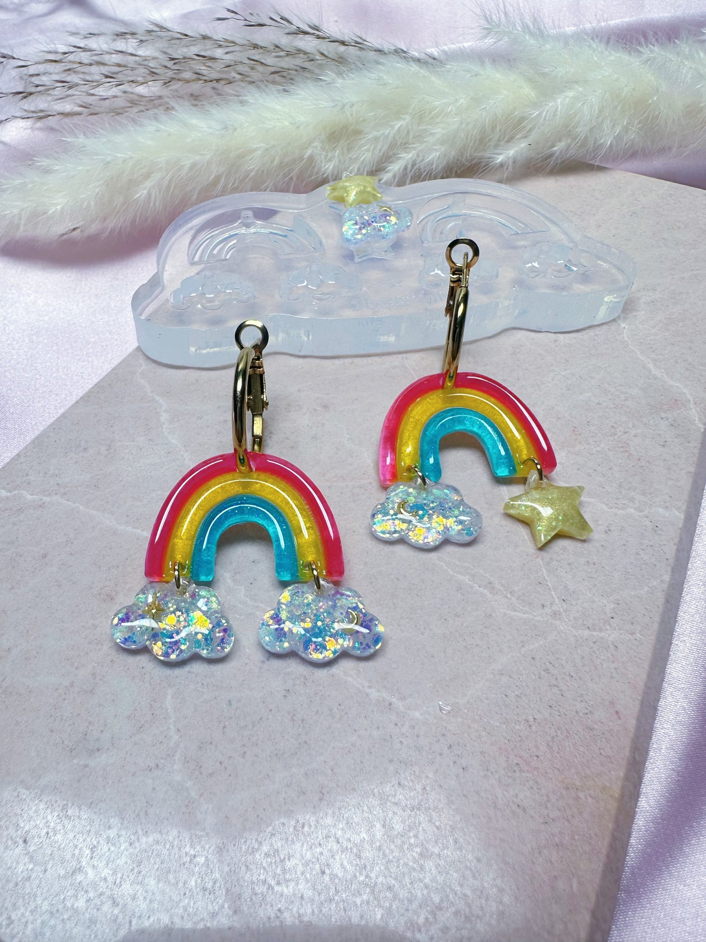 Predomed Rainbow Cloud Star Dangle Earring Mold for Hoop Charms