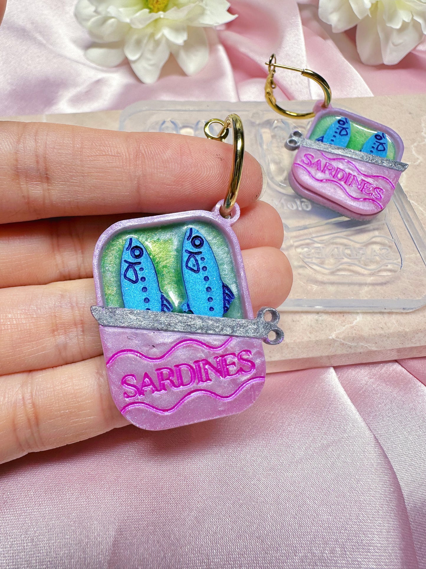 Sardines in a Can Dangle Earring Mold for Hoop Charms