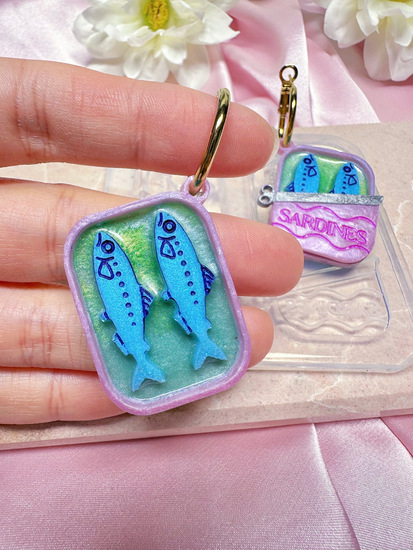 Sardines in a Can Dangle Earring Mold for Hoop Charms