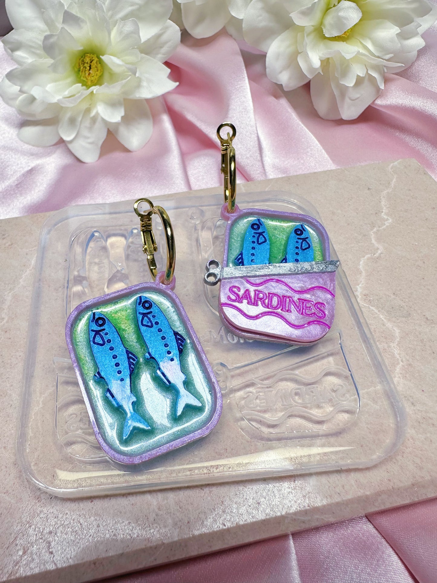 Sardines in a Can Dangle Earring Mold for Hoop Charms