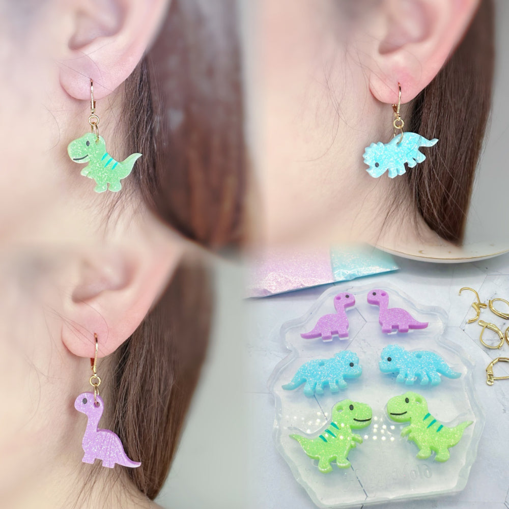 Small Dino Trio Dangle Earring Mold