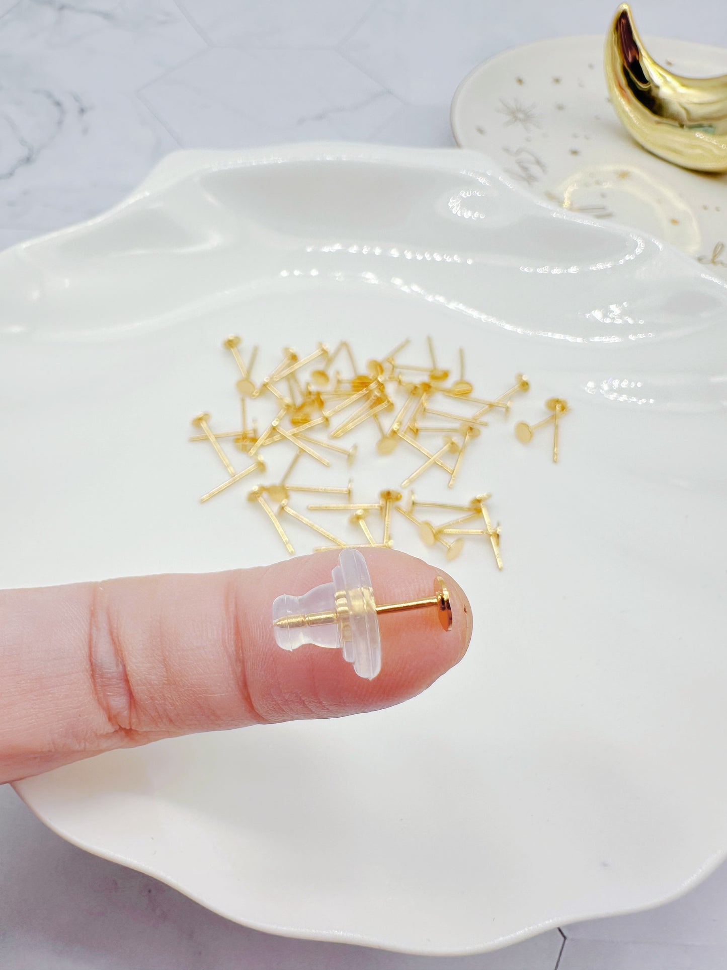 High Quality 14k Gold-plated Earring Posts and Silicone Backs