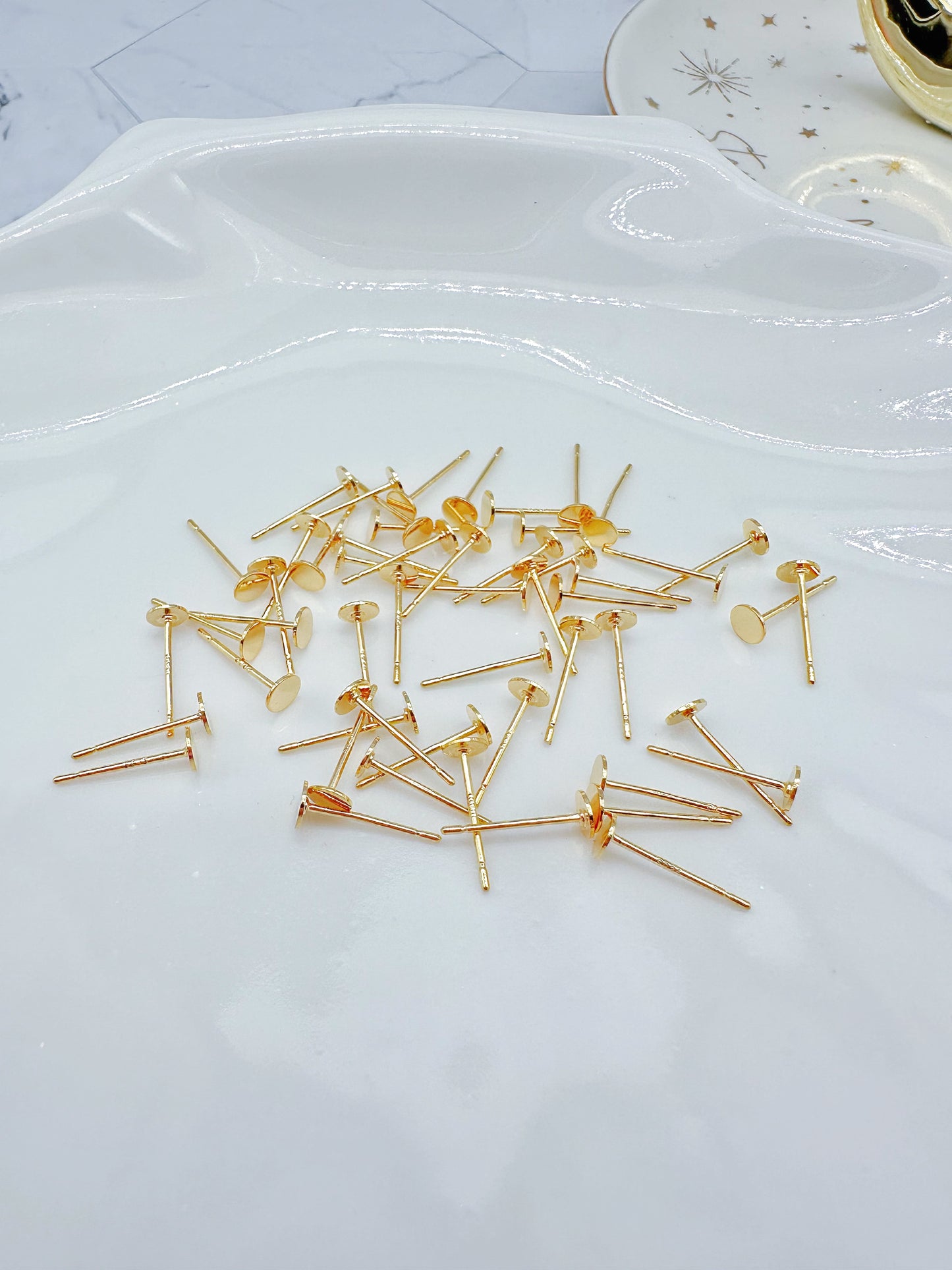 High Quality 14k Gold-plated Earring Posts and Silicone Backs