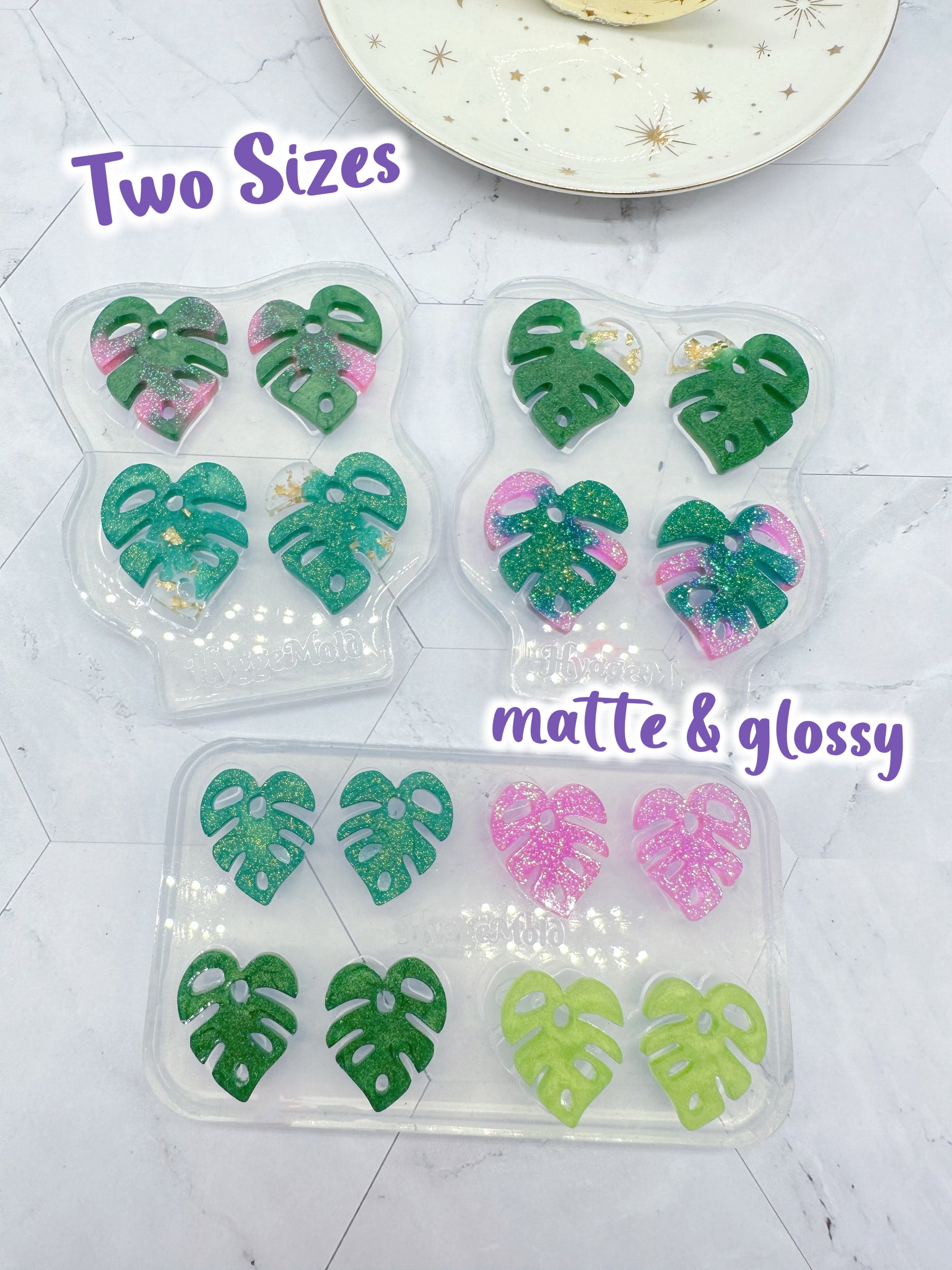 Matte Glossy Texture Monstera Leaf Resin Earring Mold Clear Silicone Mold for resin