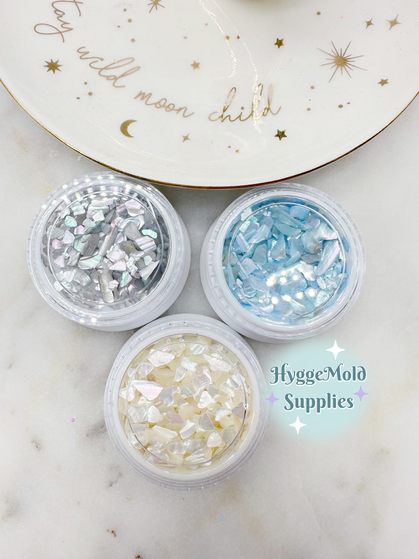 Silver Gray Natural Shell Flakes