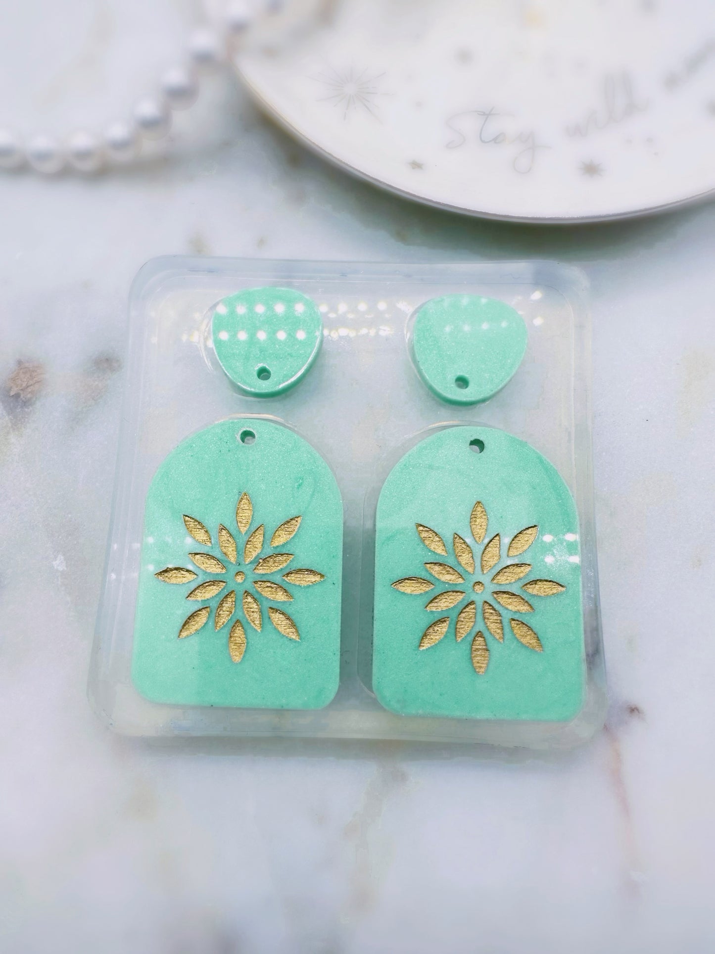 4 cm Lotus French Window Arch Dangle Earring Mold