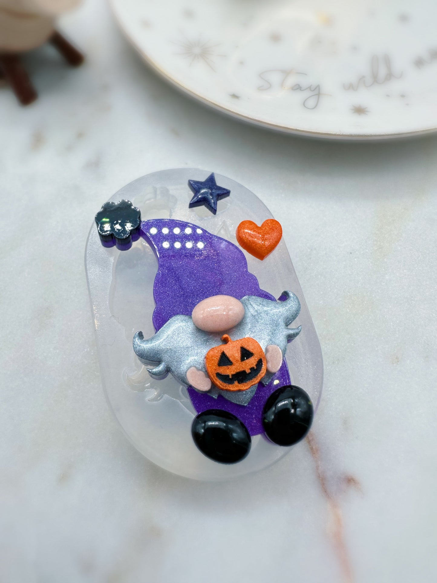 3D Christmas Little Gnome Brooch Mold with festival add-ons