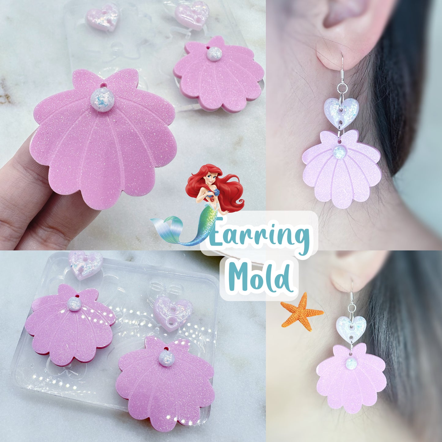 Barbie-inspired Shell N Pearl Dangle Earring Mold