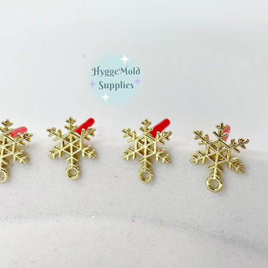 8 Pcs Gold/ Silver Snowflake Earring Posts