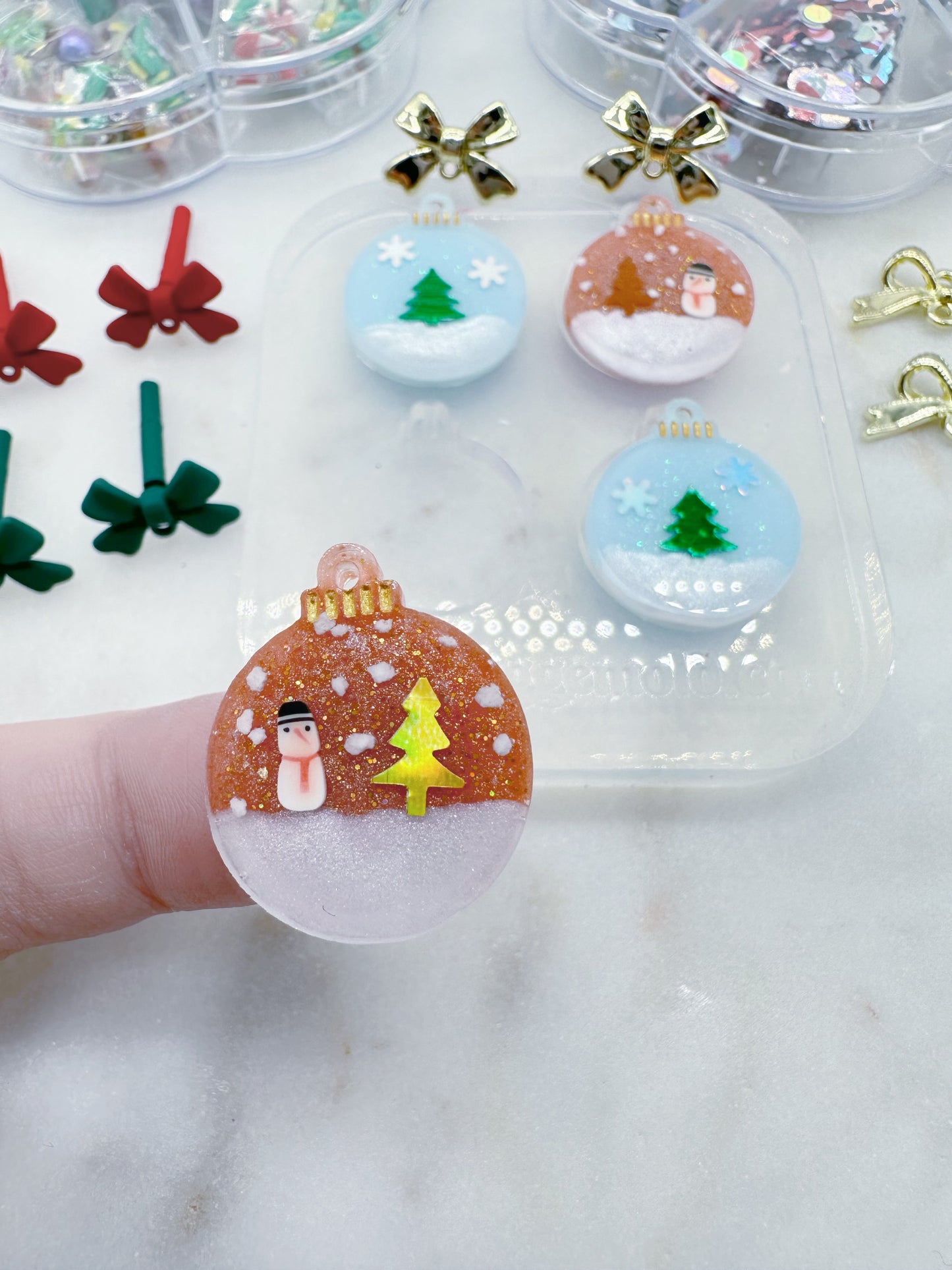 Small Christmas Bauble Dangle Earring Mold