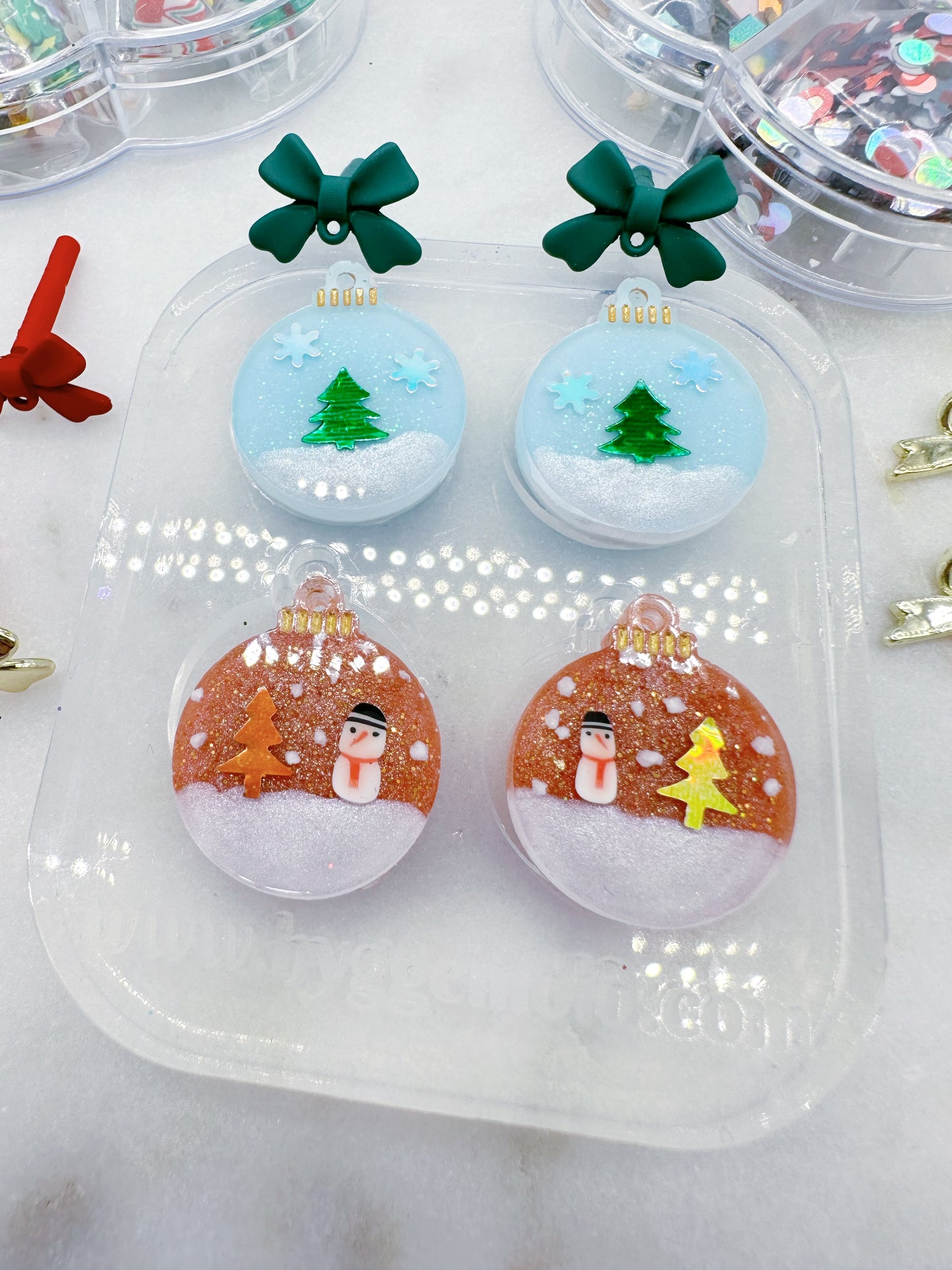 Small Christmas Bauble Dangle Earring Mold