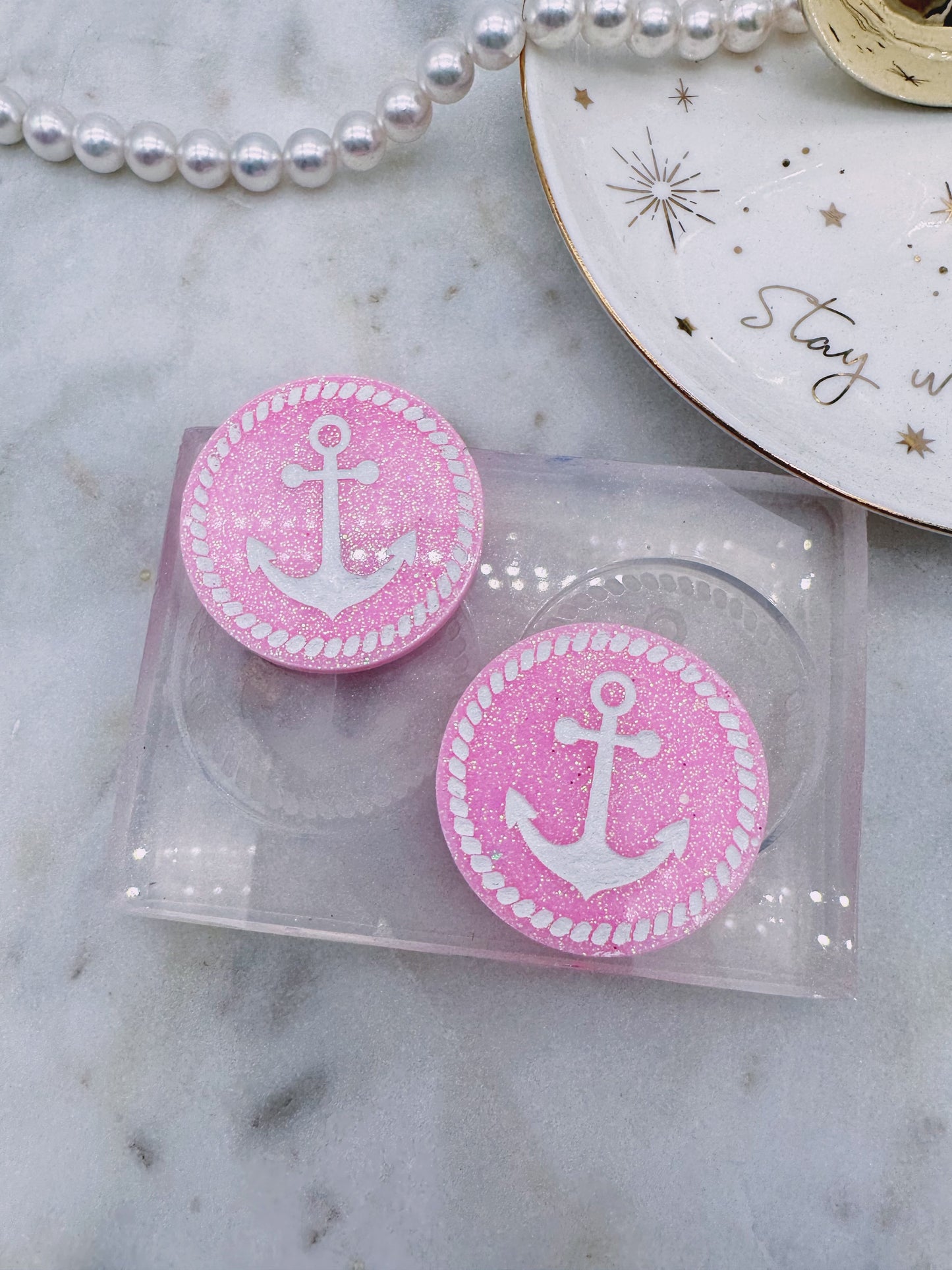 3.5 cm Sailor Anchor Round Brooch Dangle Earring Mold
