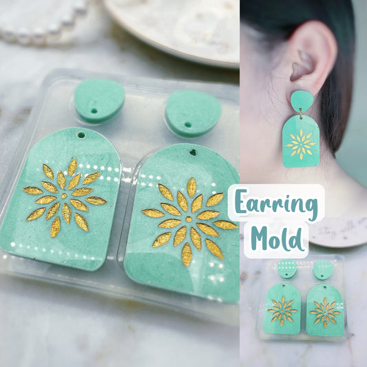 4 cm Lotus French Window Arch Dangle Earring Mold