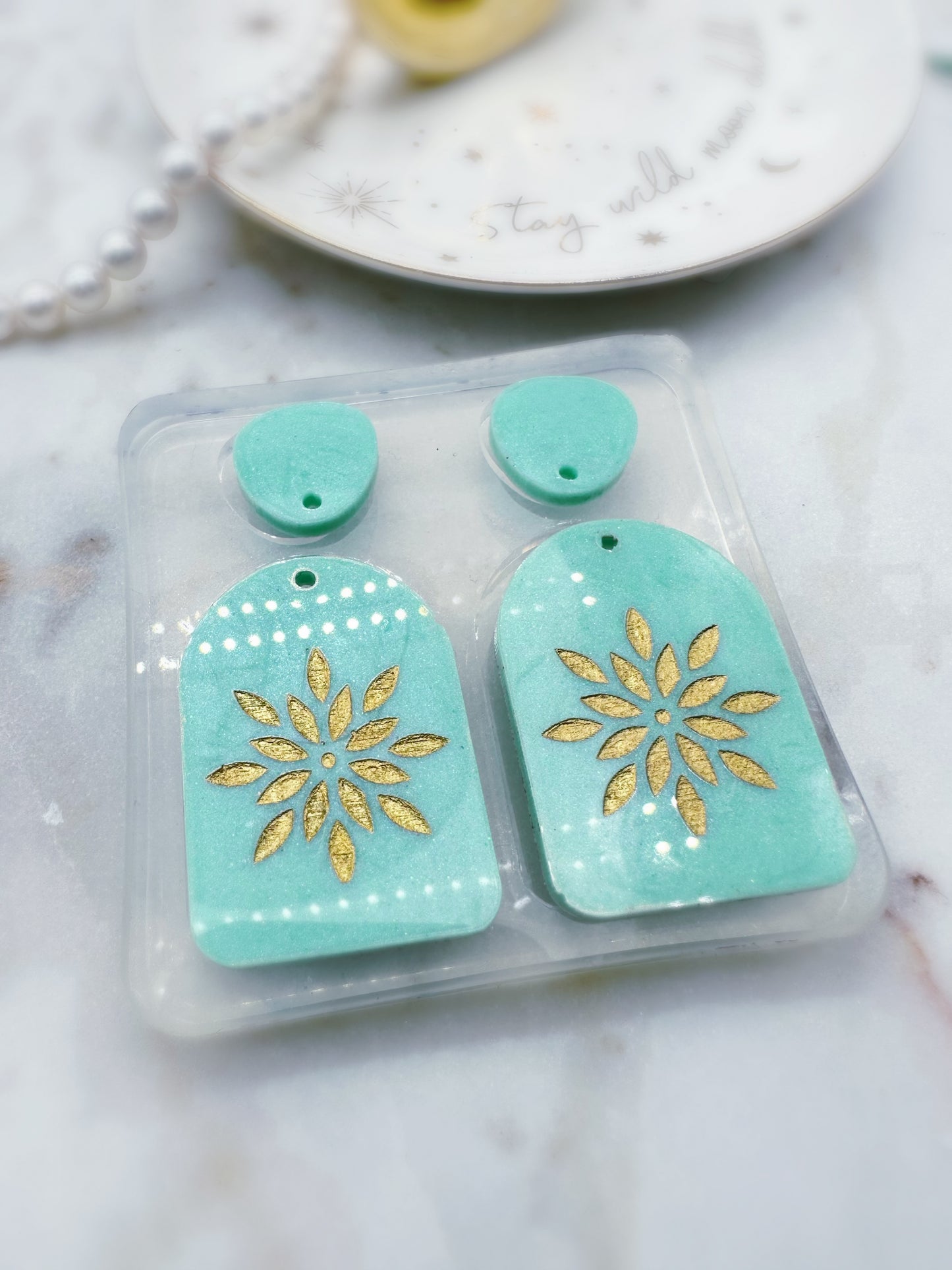4 cm Lotus French Window Arch Dangle Earring Mold