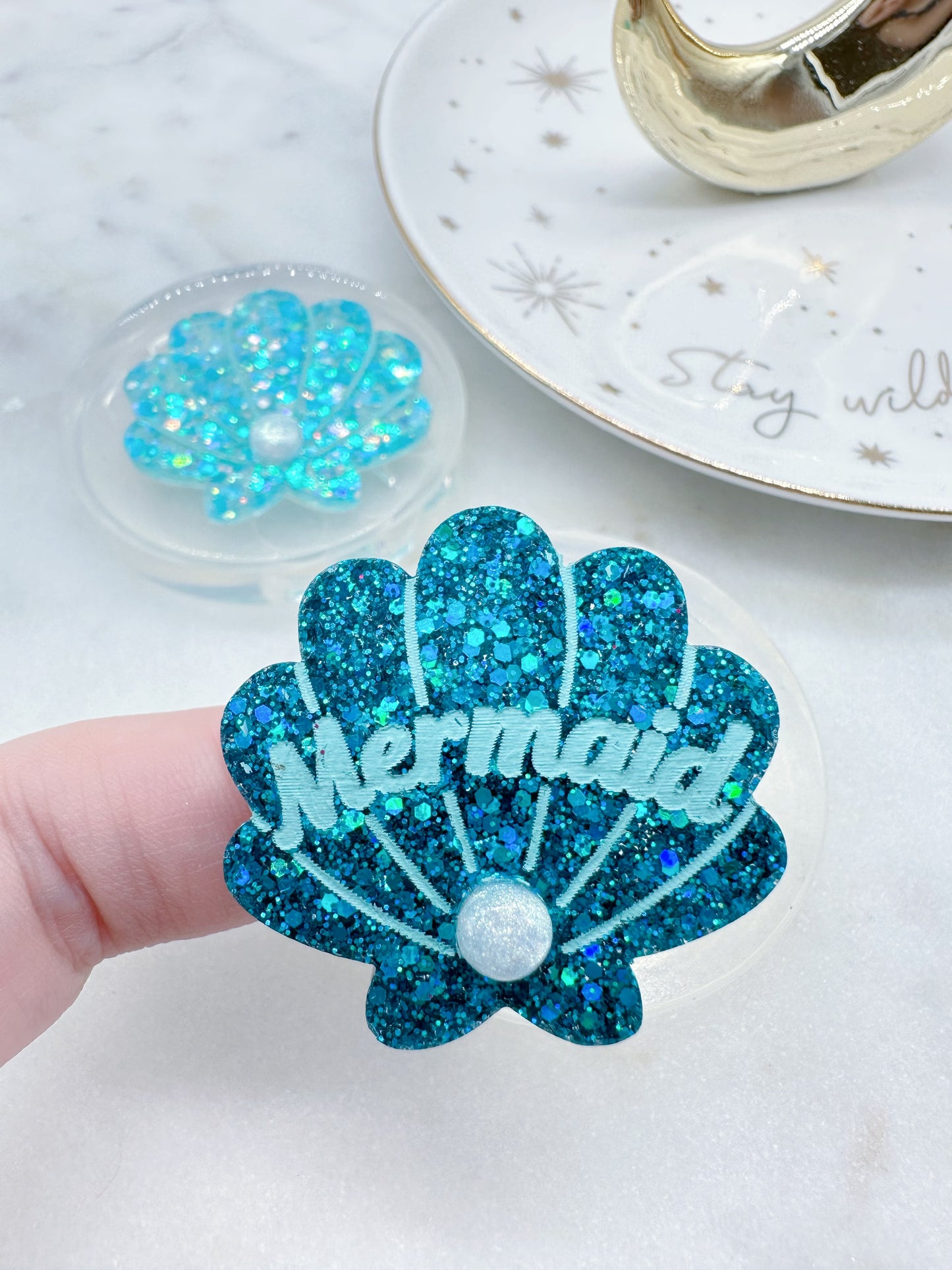 3.5cm Shell N Pearl Brooch Keychain Mold
