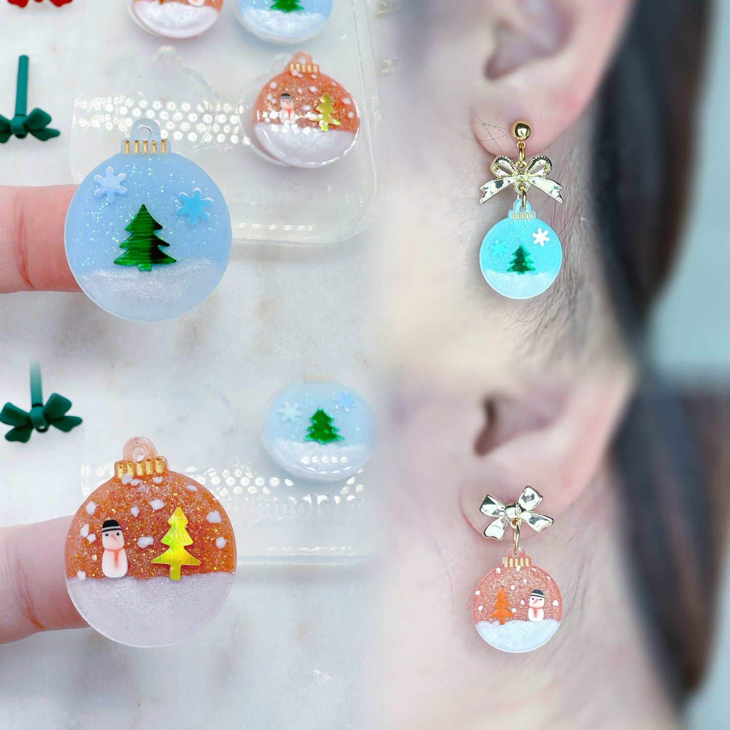 Small Christmas Bauble Dangle Earring Mold