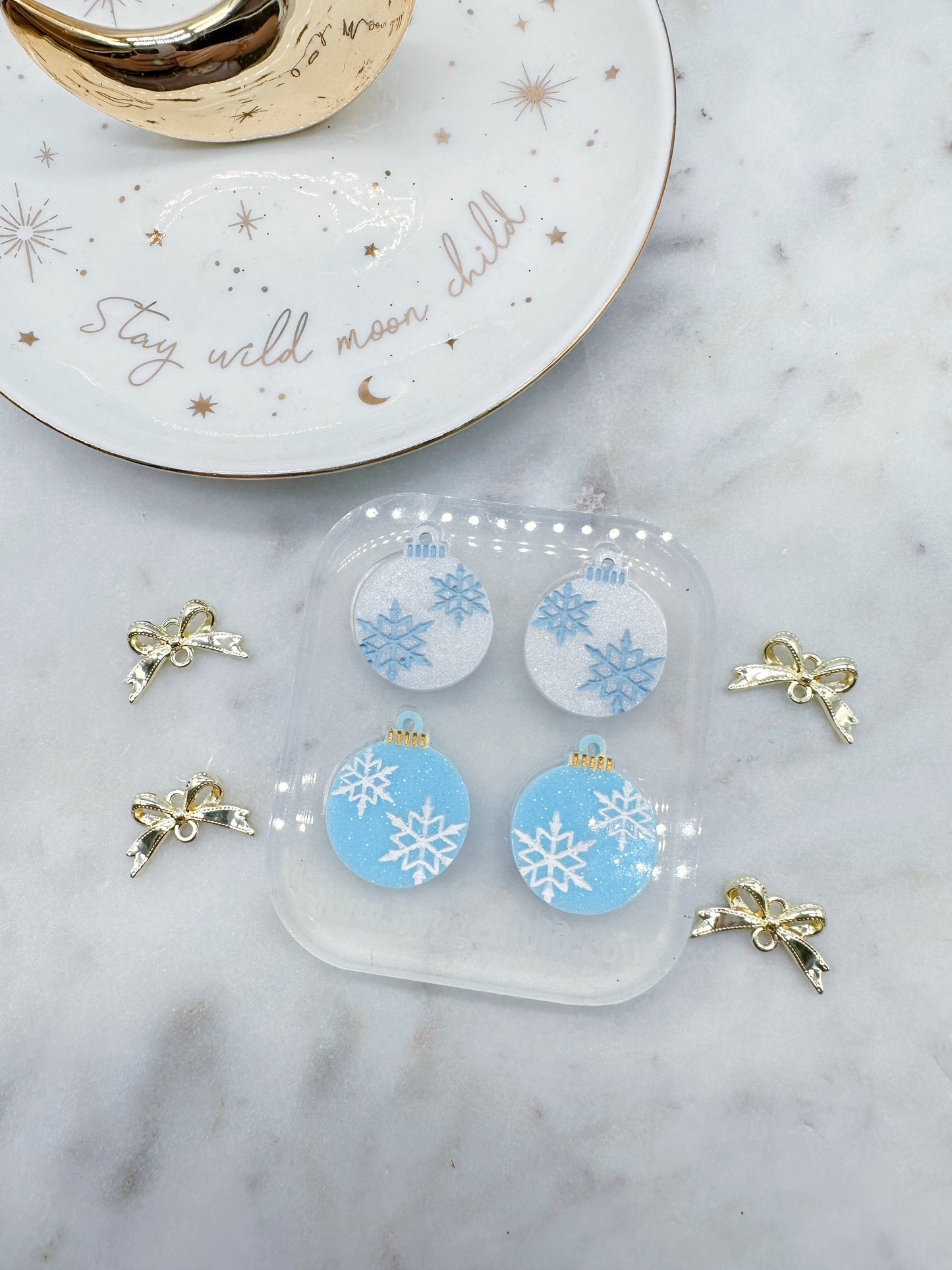 Winter Snowflake Bauble Dangle Earring Mold
