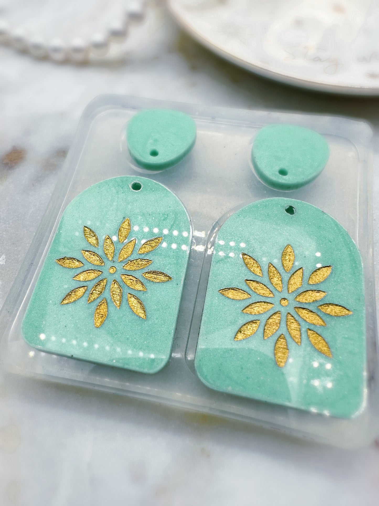 4 cm Lotus French Window Arch Dangle Earring Mold