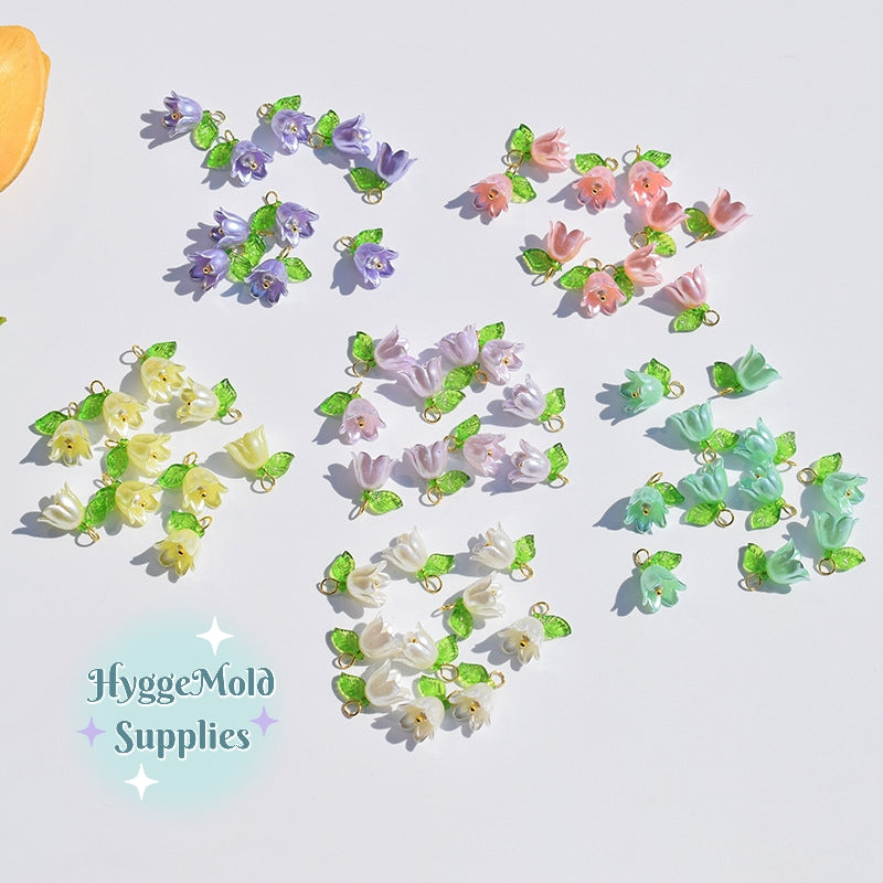 10 pc Lily of the Valley Flower Charm Color of your choice